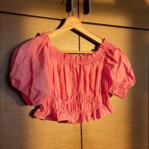 Pink Puff Sleeve Women's Top